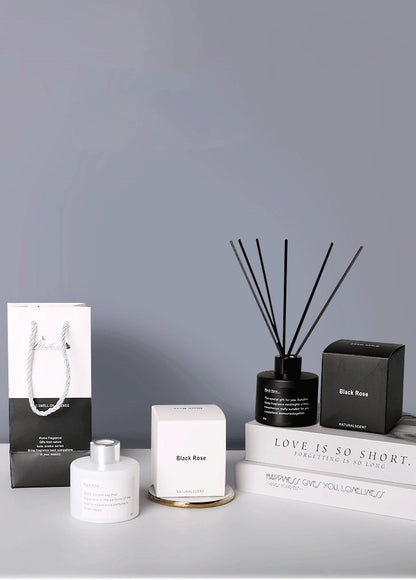 Factory Fire-Free Fragrance Black And White Glass Bottle Set With Hand Gift Perfume Bedroom Lasting Incense Oem Processing