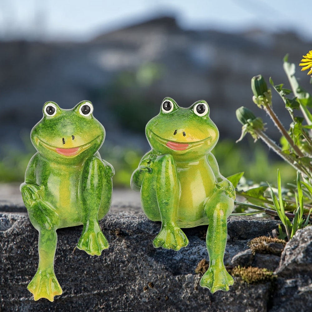 2pcs Resin Frogs Statue Outdoor Garden Decoration Sculpture For Home Desk Garden Ornament