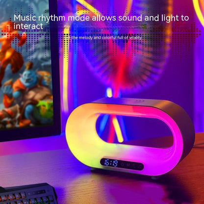 Multi-function 3 In 1 LED Night Light APP Control RGB Atmosphere Desk Lamp Smart Multifunctional Wireless Charger Alarm Clock