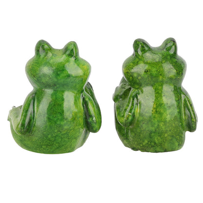 2pcs Resin Frogs Statue Outdoor Garden Decoration Sculpture For Home Desk Garden Ornament