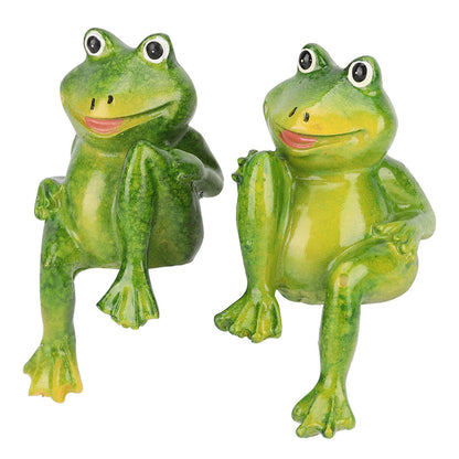 2pcs Resin Frogs Statue Outdoor Garden Decoration Sculpture For Home Desk Garden Ornament