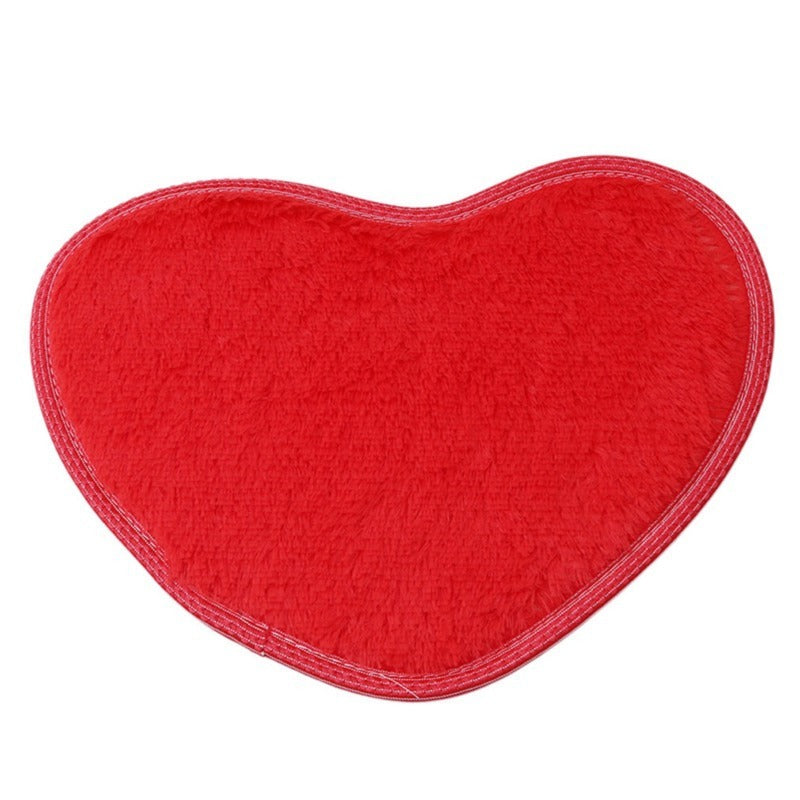 Heart-shaped Silk Wool Bedroom Love Floor Mat Bedside Lint-free Cute Heart Shape Carpet