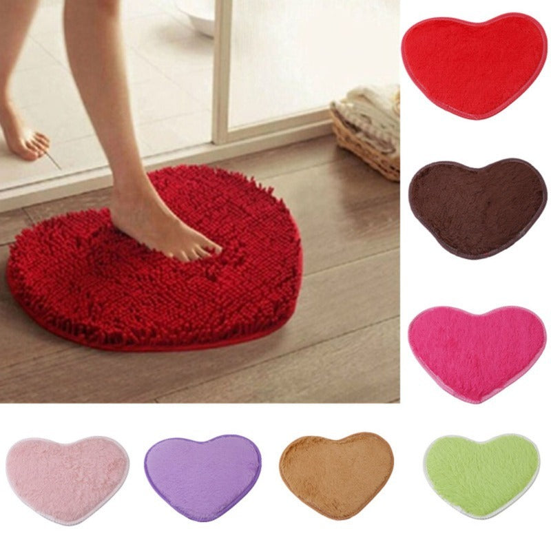 Heart-shaped Silk Wool Bedroom Love Floor Mat Bedside Lint-free Cute Heart Shape Carpet