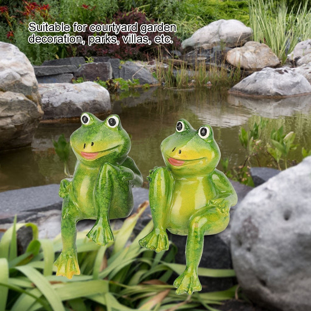 2pcs Resin Frogs Statue Outdoor Garden Decoration Sculpture For Home Desk Garden Ornament