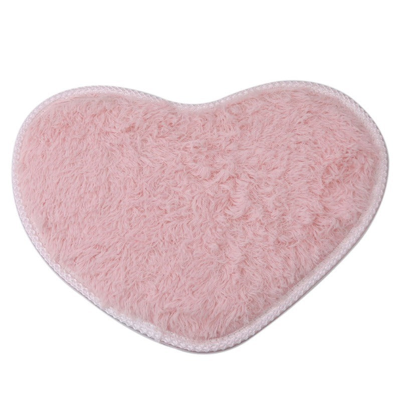 Heart-shaped Silk Wool Bedroom Love Floor Mat Bedside Lint-free Cute Heart Shape Carpet