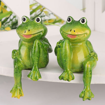 2pcs Resin Frogs Statue Outdoor Garden Decoration Sculpture For Home Desk Garden Ornament