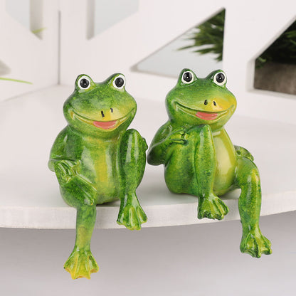 2pcs Resin Frogs Statue Outdoor Garden Decoration Sculpture For Home Desk Garden Ornament