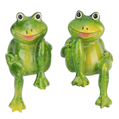 2pcs Resin Frogs Statue Outdoor Garden Decoration Sculpture For Home Desk Garden Ornament